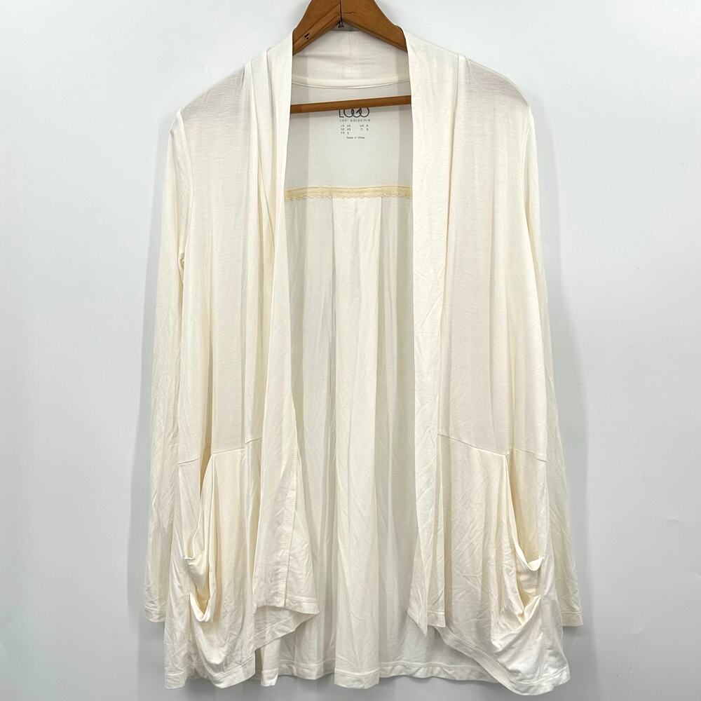 LOGO by Lori Goldstein Lightweight Jersey Cardigan Double Pocket Womens XXS 2Xs